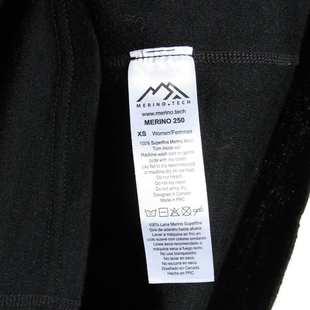 Merino Tech Women's 100% Superfine Merino Wool Long Sleeve 250 Top Black Size XS - Picture 13 of 13